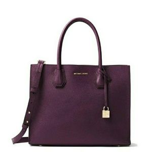  Michael Kors Studio LG Mercer Damson Leather Tote